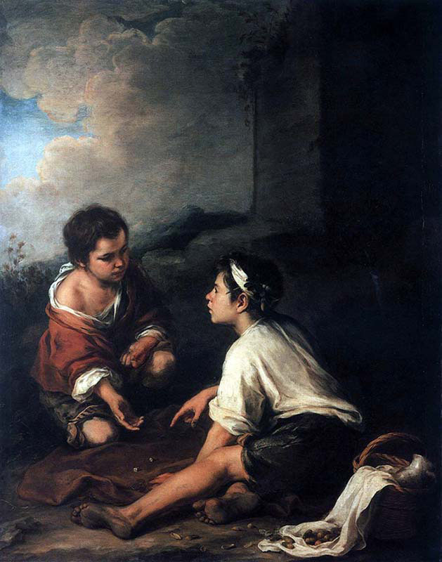 Two Boys Playing Dice